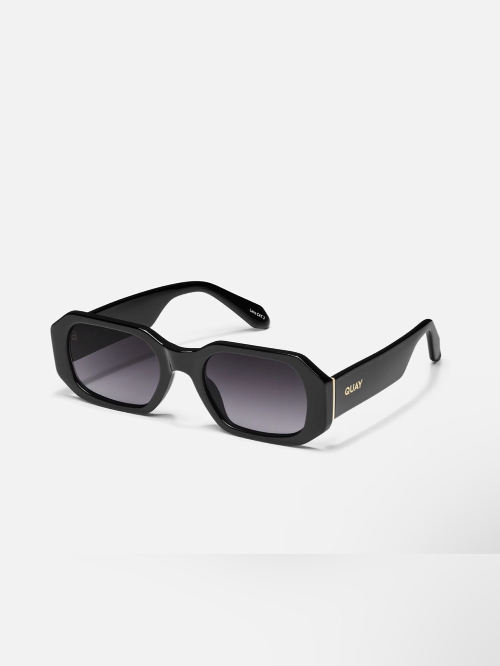 Quay HYPED UP Black Fame / Smoke Lens Geometric Narrow Sunglasses